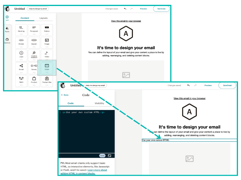 Add a HTML block to your Mailchimp template