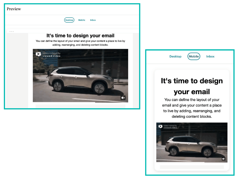 Preview your Mailchimp video email on Desktop and Mobile